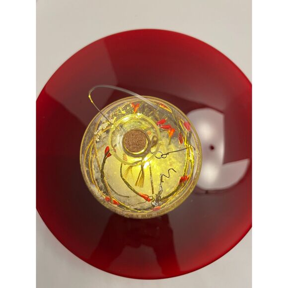 Unique Lighted Red berry twig snowy lighted globe ornament - Picture 3 of 6